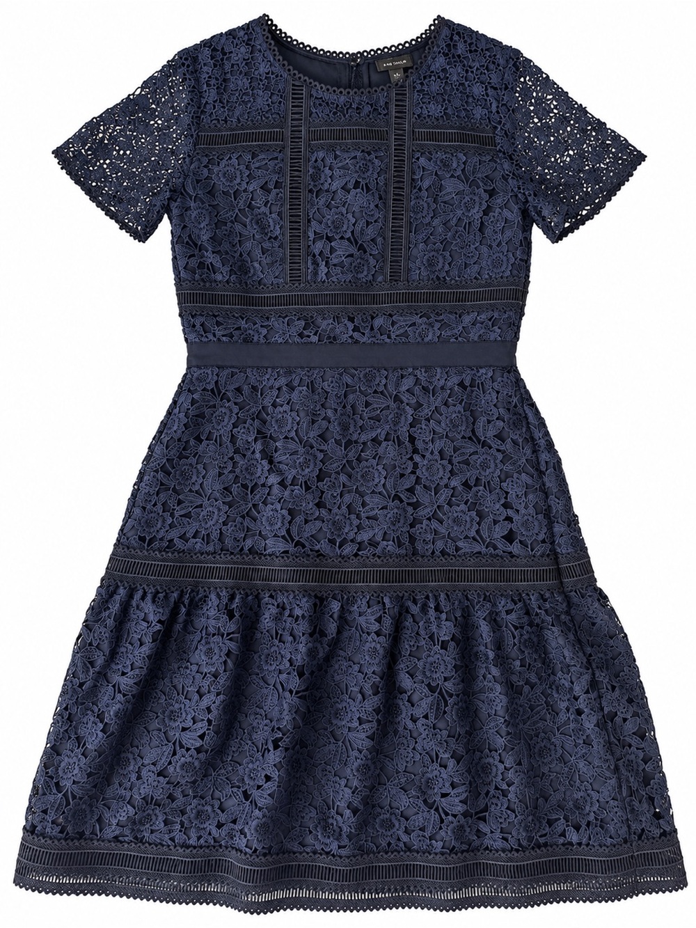 Ann Taylor Mixed Lace Flare Dress Night Sky Blue Size 2